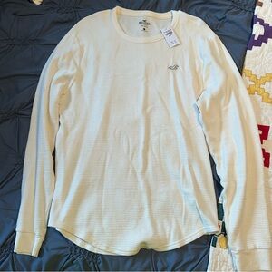 Hollister Cream Ribbed Long Sleeve Thermal Top